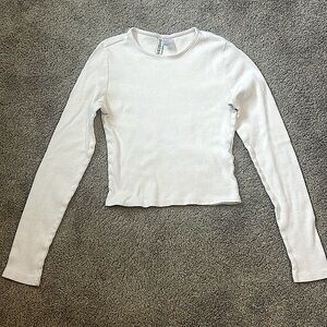 Divided brand from H&M, small, form fitting, white long sleeve crop top